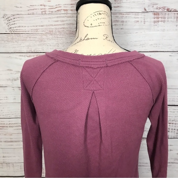 Free People Womens Long Sleeve Top Thermal Knit Purple Relaxed Fit - Picture 3 of 6